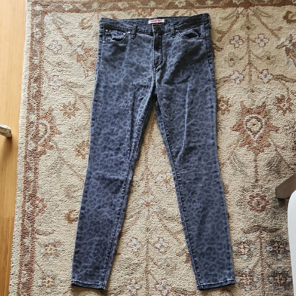 Johnny Was The Skinny Jean Gray Leopard Midrise Stretch Bohochic Fashion